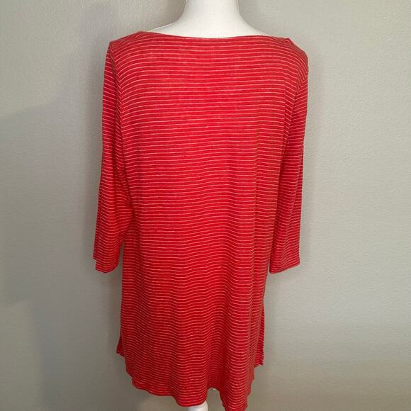 Eileen Fisher 100% organic linen striped pullover tunic top size L - Picture 3 of 8